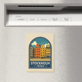 Vintage Travel Stockholm Sweden Old Town Retro Magnet (In Situ (Geschirrspüler))