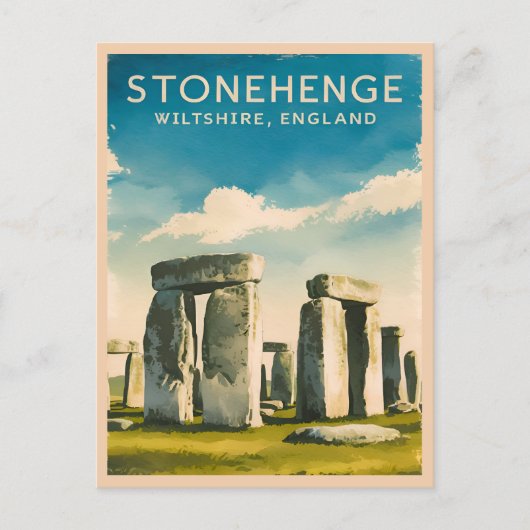 Vintage Travel Stonehenge England Retro Scenic Postkarte (Vorderseite)