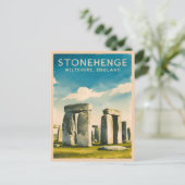 Vintage Travel Stonehenge England Retro Scenic Postkarte (Stehend Vorderseite)