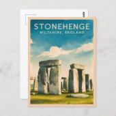 Vintage Travel Stonehenge England Retro Scenic Postkarte (Vorne/Hinten)