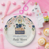 Vintage Travel Suitcase Navy Blush Brautparty Pappteller (Party)