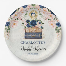 Vintage Travel Suitcase Navy Blush Brautparty