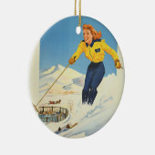 Vintage Travel Sun Valley Idaho Keramikornament (Rechts)