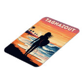 Vintage Travel Surfing in Taghazout Surfer Girl Magnet (Linke Seite)