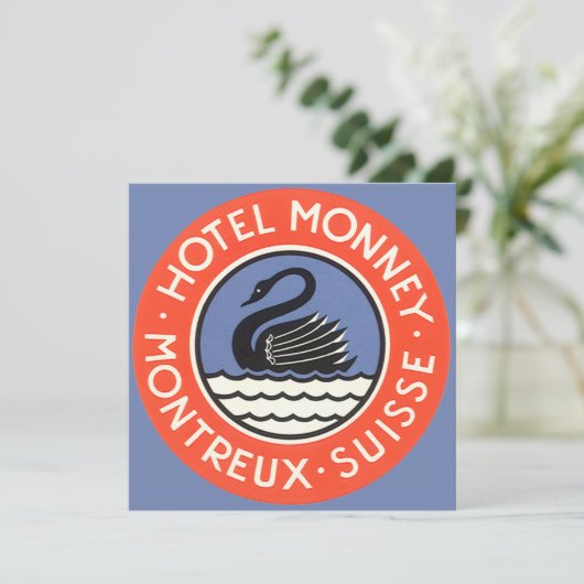 Vintage Travel, Swan Bird Hotel Monney Schweiz (Stehend Vorderseite)