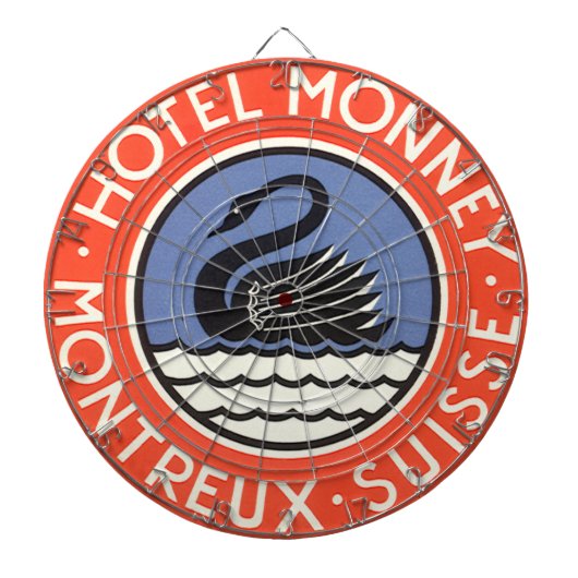 Vintage Travel, Swan Bird Hotel Monney Schweiz Dartscheibe (vorne)