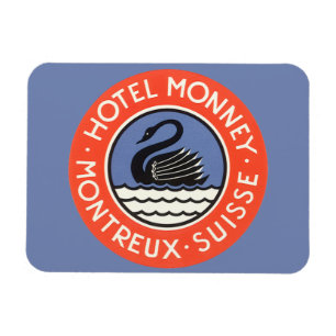 Vintage Travel, Swan Bird Hotel Monney Schweiz Magnet