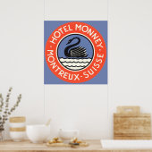 Vintage Travel, Swan Bird Hotel Monney Schweiz Poster (Küche)