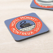 Vintage Travel, Swan Bird Hotel Monney Schweiz Untersetzer (Linke Seite)