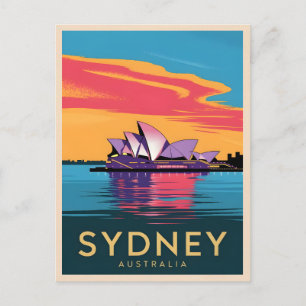 Vintage Travel Sydney Australien Sunset Landschaft Postkarte