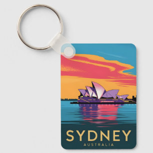 Vintage Travel Sydney Australien Sunset Landschaft Schlüsselanhänger