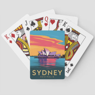 Vintage Travel Sydney Australien Sunset Landschaft Spielkarten