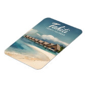 Vintage Travel Tahiti Water Bungalows Retro Landsc Magnet (Linke Seite)