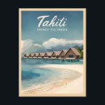 Vintage Travel Tahiti Water Bungalows Retro Landsc Postkarte<br><div class="desc">Treten Sie ein in das tropische Paradies von Tahiti mit diesem Retro-Reise-inspiriert Design. Inmitten nostalgischer Farben und Vintagen Charmes erweckt dieses Stück die Essenz von Tahiti's zeitloser Reiz in einer Retro-Ästhetik,  die an klassische Reiseplakate aus vergangenen Zeiten erinnert.</div>
