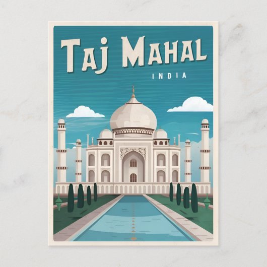 Vintage Travel Taj Mahal India Retro Graphic Postkarte (Vorderseite)