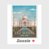 Vintage Travel Taj Mahal India Retro Landschaftlic Aufkleber (Blatt)