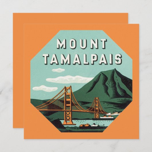 Vintage Travel, Tamalpais Mountain oder Mount Tam Einladung (Vorne/Hinten)