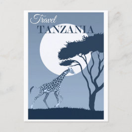 Vintage Travel Tansania Afrika Giraffe Postkarte