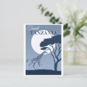 Vintage Travel Tansania Afrika Giraffe Postkarte (Stehend Vorderseite)