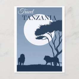 Vintage Travel Tansania Afrika Lion Postkarte