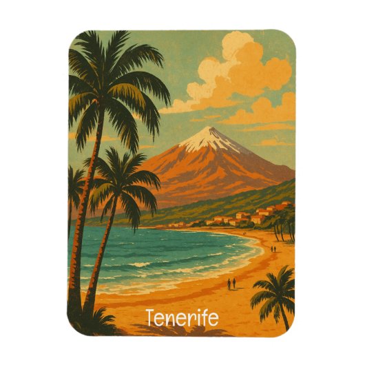 Vintage Travel Tenerife Canary Island Mount Teide Magnet (Vertikal)
