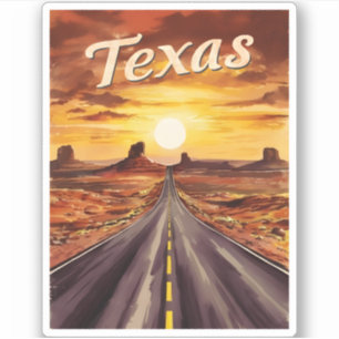 Vintage Travel Texas Landscape Retro Landschaftlic Aufkleber