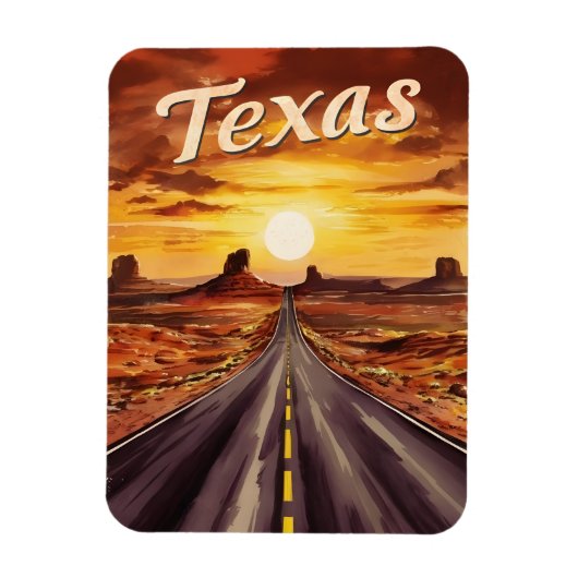 Vintage Travel Texas Landscape Retro Landschaftlic Magnet (Vertikal)