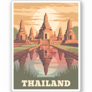 Vintage Travel Thailand Buddhist Tempel Sunset Aufkleber