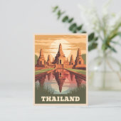 Vintage Travel Thailand Buddhist Tempel Sunset Postkarte (Stehend Vorderseite)