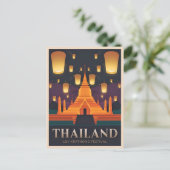 Vintage Travel Thailand Lantern Festival Retro Postkarte (Stehend Vorderseite)