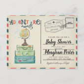 Vintage Travel Themed Baby Dusche Einladung (Rückseite)