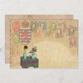 Vintage Travel Themed Save the Date Cards (Vorne/Hinten)