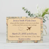 Vintage, Travel Themed Wedding Invite Einladung (Stehend Vorderseite)