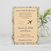 Vintage, Travel Themed Wedding Invite Einladung (Stehend Vorderseite)