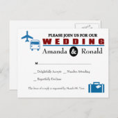 Vintage Travel Themed Wedding RSVP Postkarte (Vorne/Hinten)