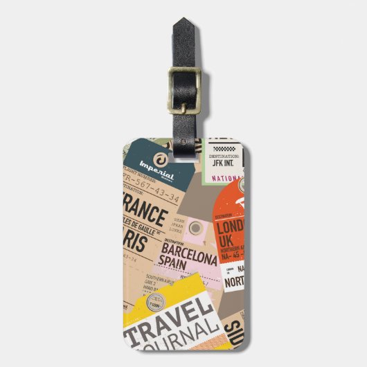 Vintage Travel Tickets Gepäckanhänger (Vorderseite vertikal)