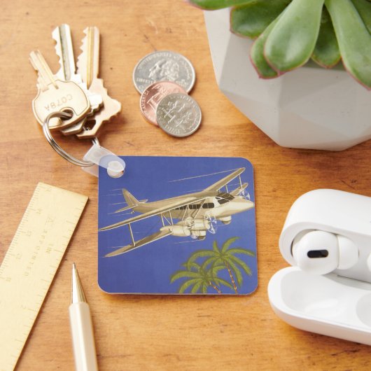 Vintage Travel to Cairo, Eygpt, Biplane Airplane Schlüsselanhänger (Schreibtisch)