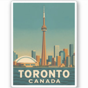 Vintage Travel Toronto Canada Skyline Retro Landsc Aufkleber