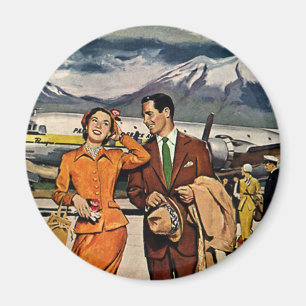 Vintage Travel, Touristen am Flughafen Panagra Tar Magnet