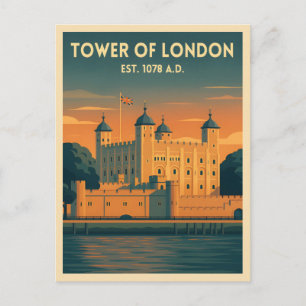 Vintage Travel Tower of London UK Retro Landschaft Postkarte