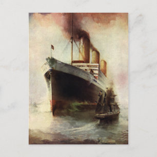 Vintage Travel Transportation Cruise Ship auf See Postkarte