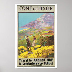 Vintage Travel Ulster Irland Poster