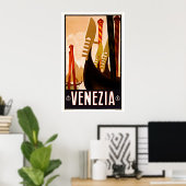Vintage Travel Venezia Italien Gondelbahn Poster (Heimbüro)