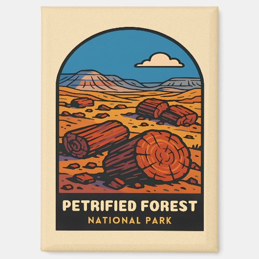 Vintage Travel versteinerter Wald Nationalpark Magnet (Vorderseite)