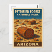 Vintage Travel versteinerter Wald Nationalpark Postkarte (Vorne/Hinten)