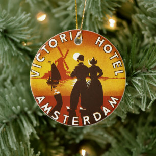 Vintage Travel, Victoria Hotel, Amsterdam, Holland Keramikornament