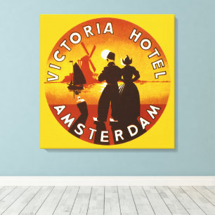 Vintage Travel, Victoria Hotel, Amsterdam, Holland Leinwanddruck