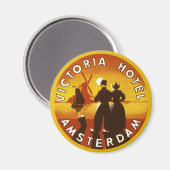 Vintage Travel, Victoria Hotel, Amsterdam, Holland Magnet (Vorderseite/Rückseite)