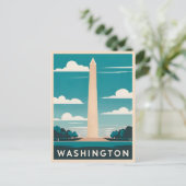 Vintage Travel Washington Monument Retro Graphic Postkarte (Stehend Vorderseite)