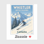 Vintage Travel Whistler British Columbia Skiing Aufkleber (Blatt)